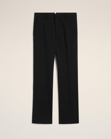 Black Wool Straight Fit Trousers