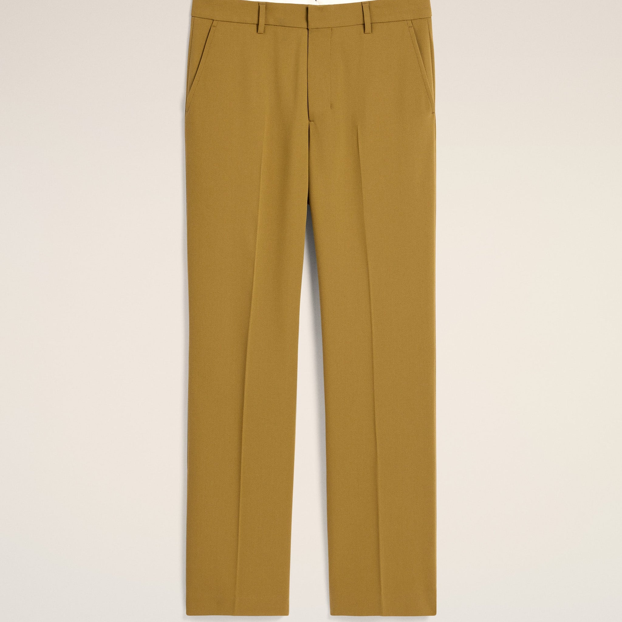 Mustard Wool Straight Fit Trousers