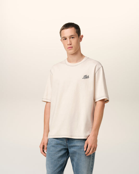 Beige Cotton Ami Signature T-Shirt