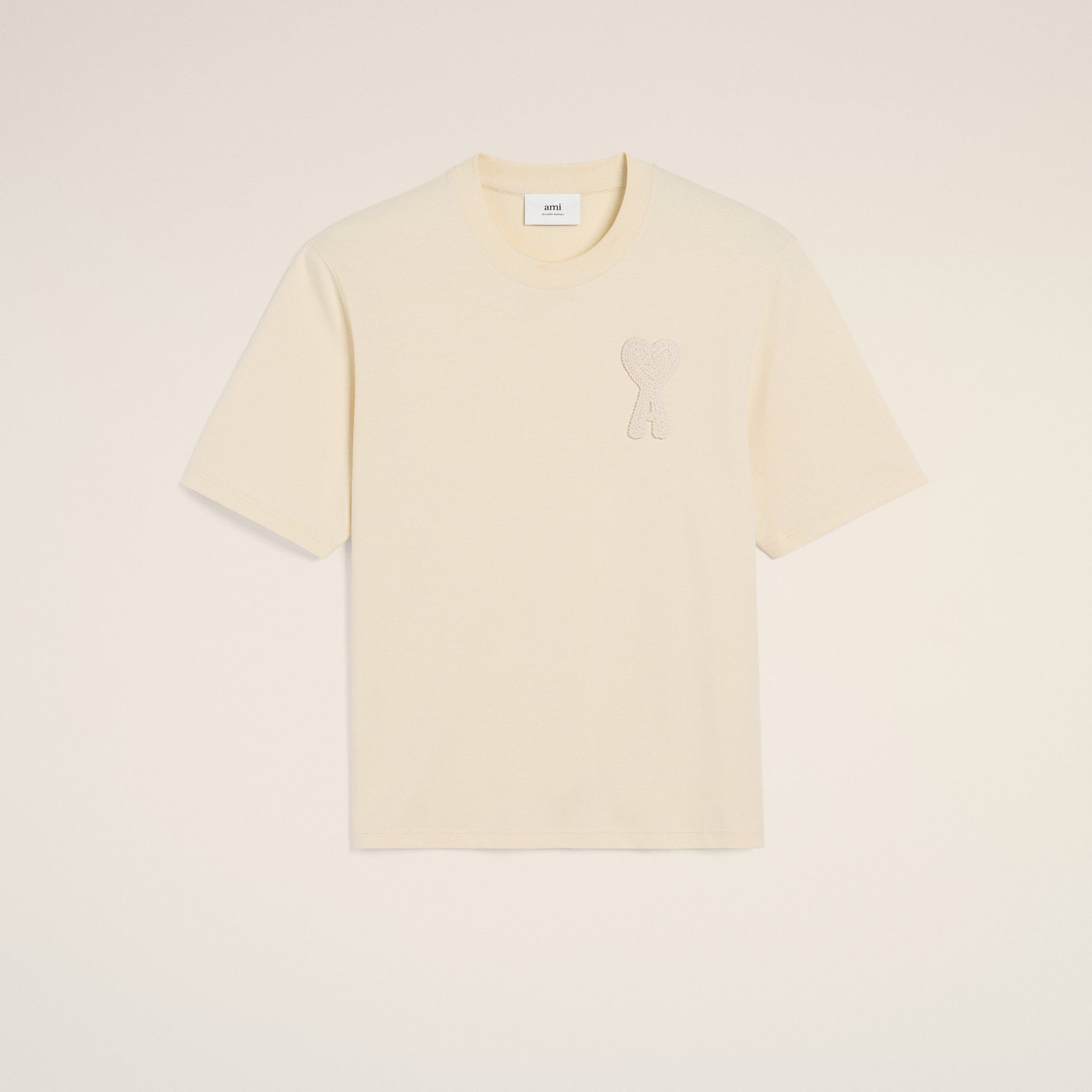 Beige Cotton Ami de Coeur Patch T-Shirt
