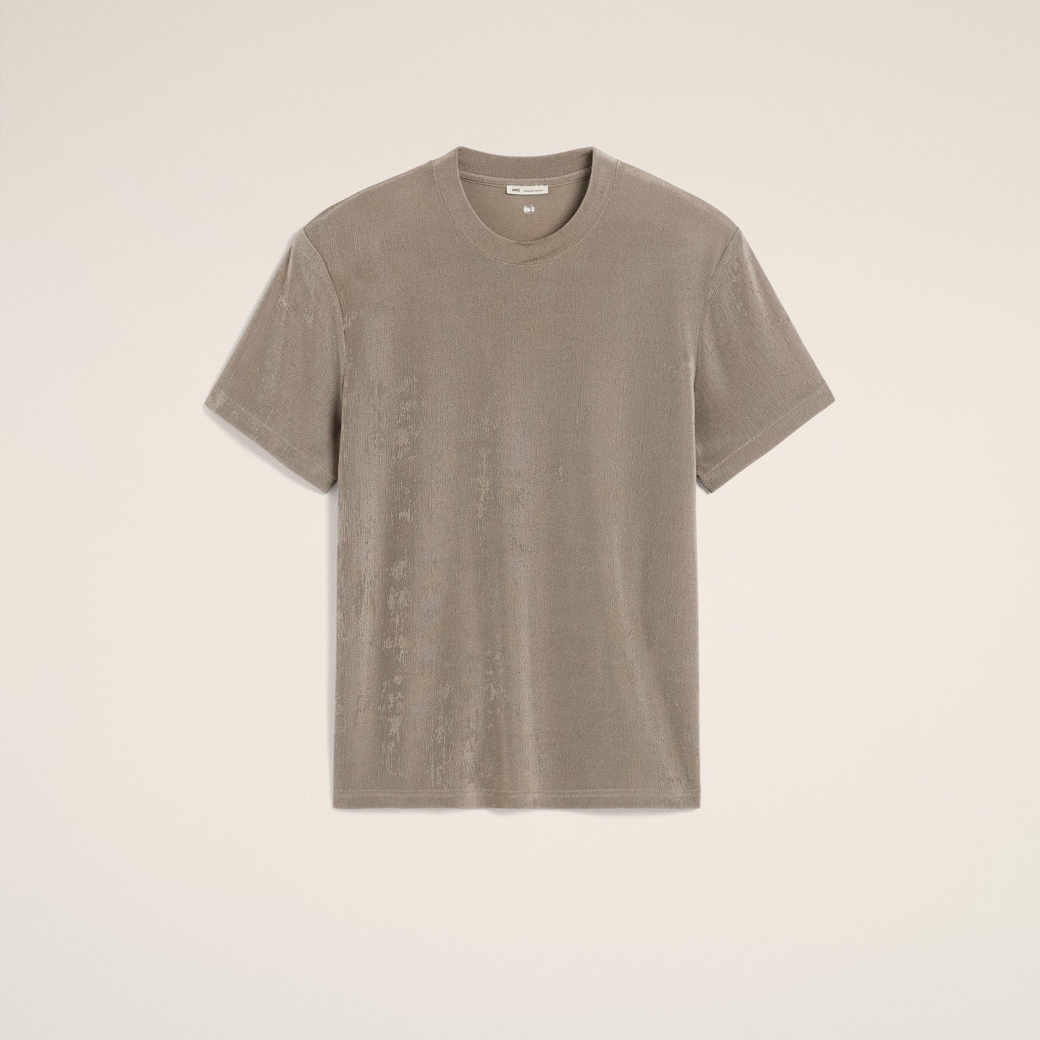 Beige Rib Jersey Short Sleeve T-Shirt