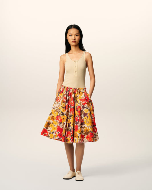 Beige Light Ribbed Jersey Tanktop