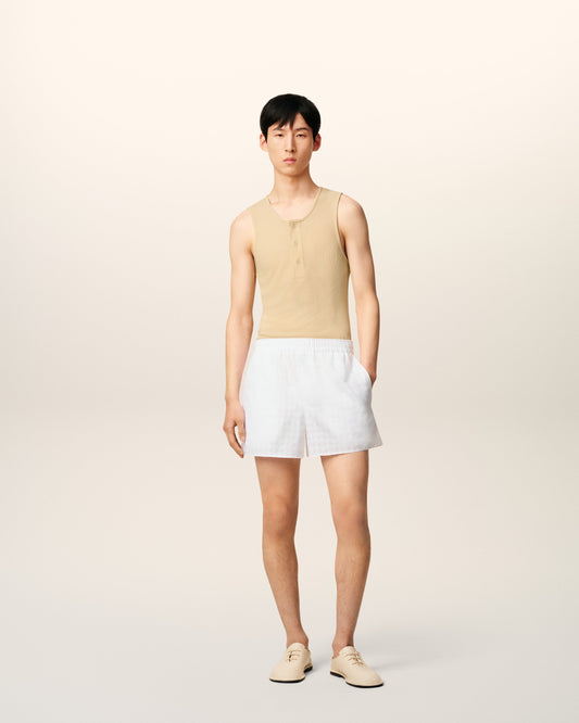 Beige Light Ribbed Jersey Tanktop