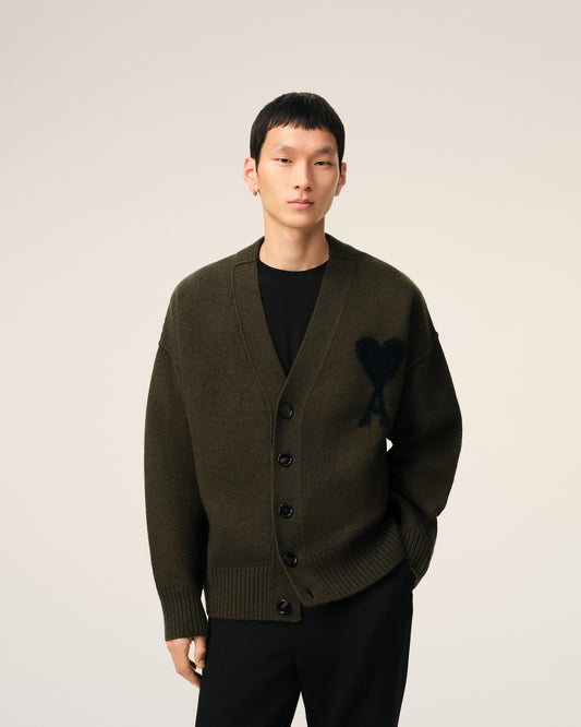 Khaki Wool Ami De Coeur Cardigan
