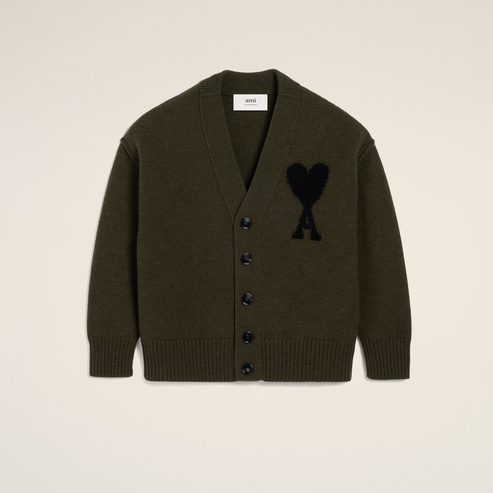 Khaki Wool Ami De Coeur Cardigan