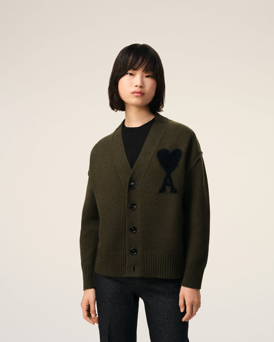 Khaki Wool Ami De Coeur Cardigan
