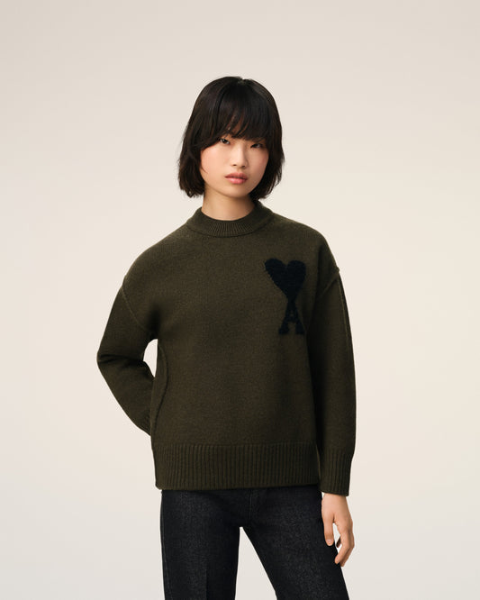 Khaki Wool Ami De Coeur Sweater