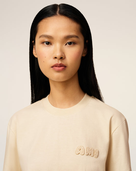 Beige Cotton Ami Patch T-Shirt
