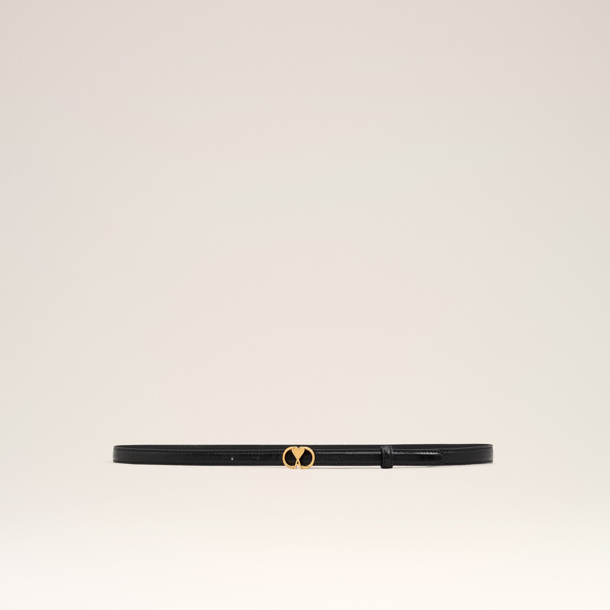 Black Leather Ami de Coeur Thin Belt