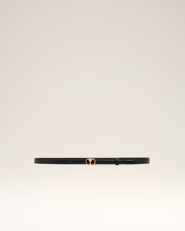 Black Leather Ami de Coeur Thin Belt