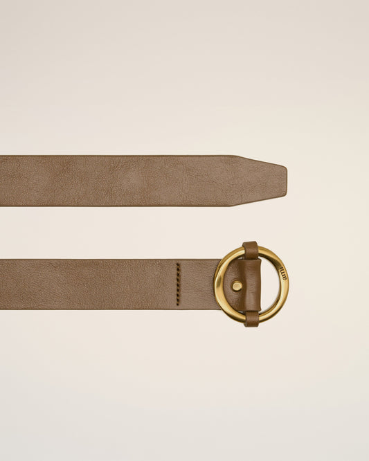 Brown Leather Ami Round Buckle Belt