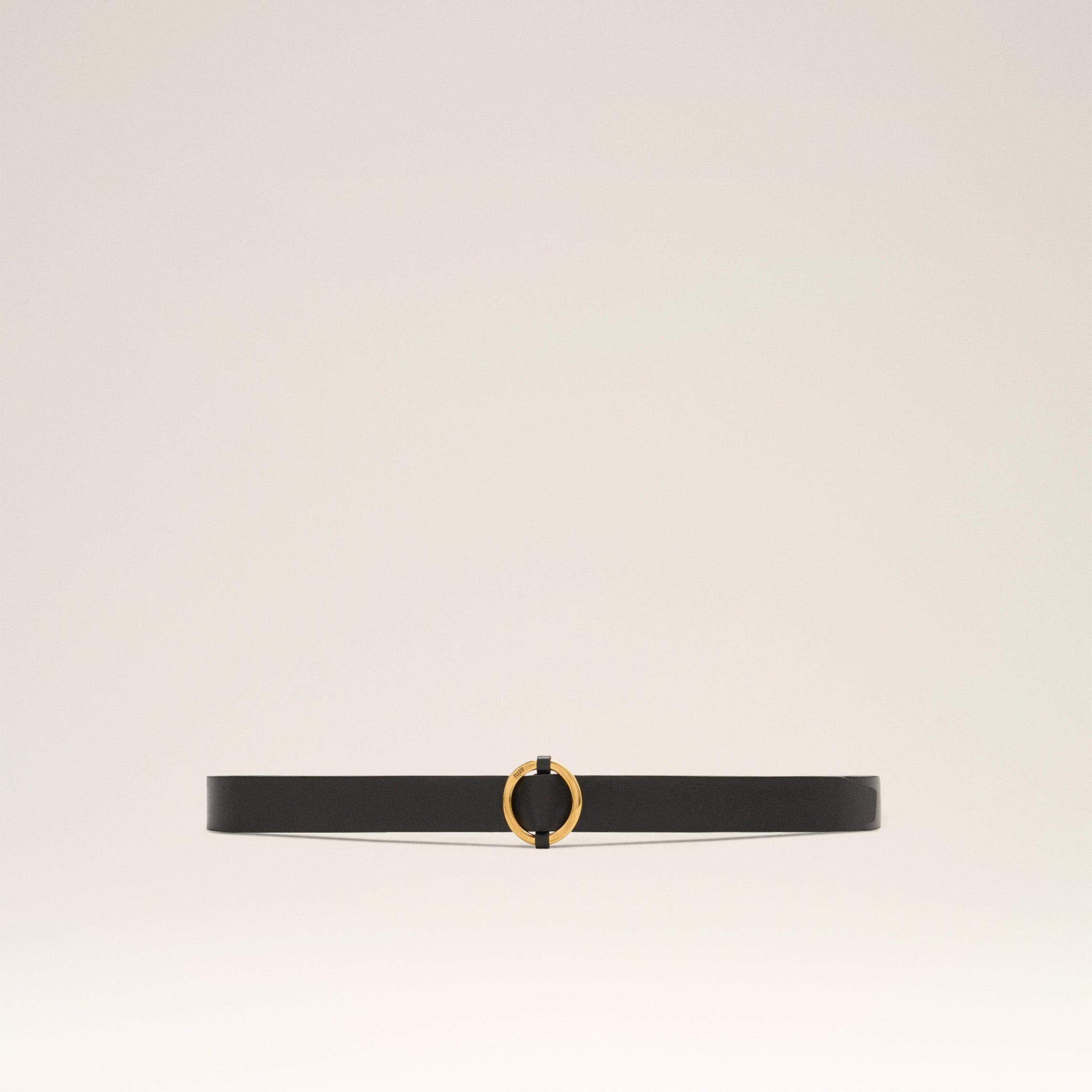 Black Leather Ami Round Buckle Belt