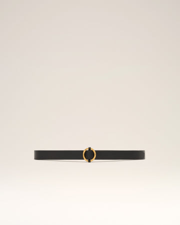 Black Leather Ami Round Buckle Belt
