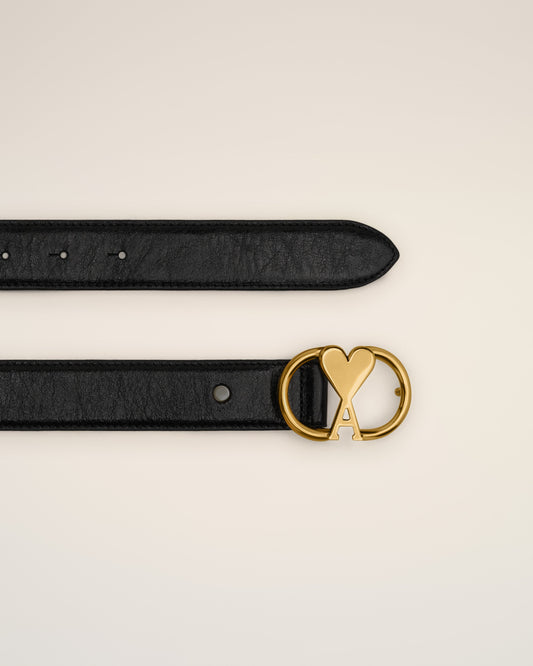 Black Leather Ami de Coeur Belt