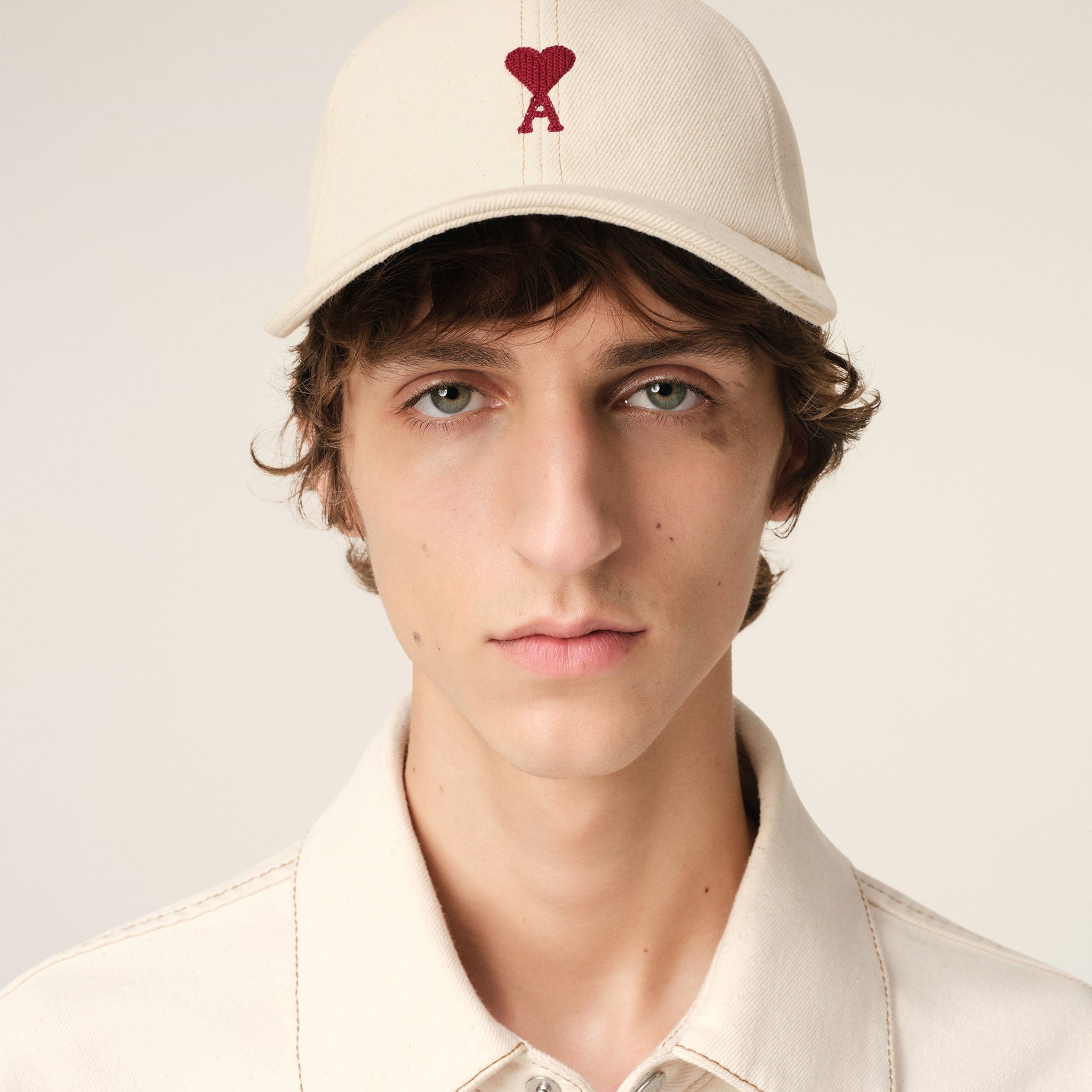 Beige Cotton Ami de Coeur Embroidery Cap