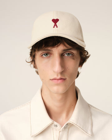 Beige Cotton Ami de Coeur Embroidery Cap