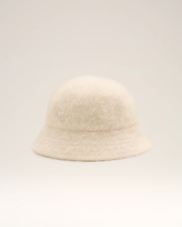 White Wool Ami de Coeur Stud Bucket Hat
