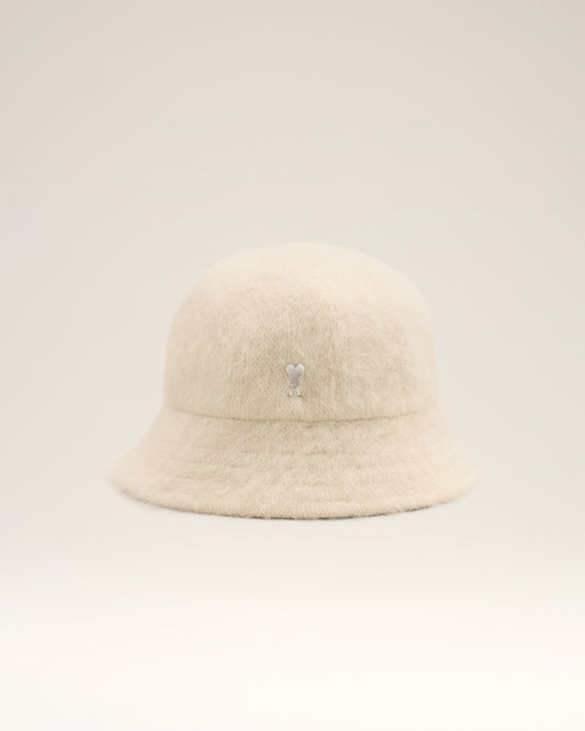 White Wool Ami de Coeur Stud Bucket Hat