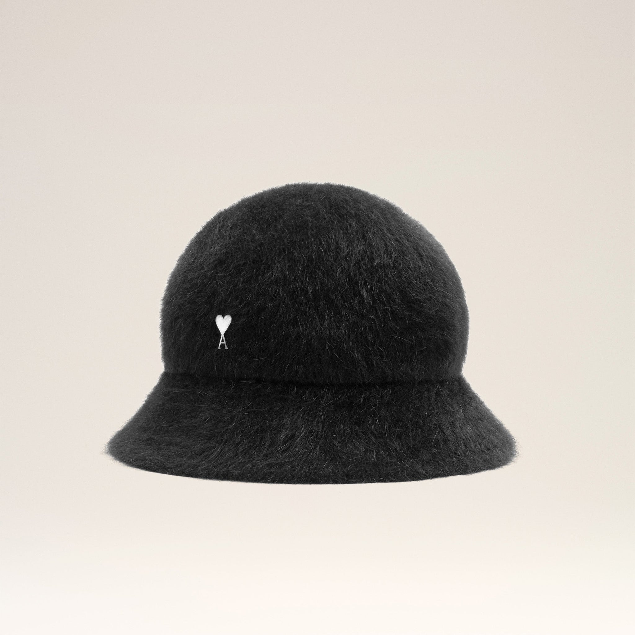 Black Wool Ami de Coeur Stud Bucket Hat
