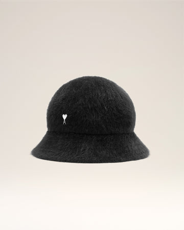 Black Wool Ami de Coeur Stud Bucket Hat