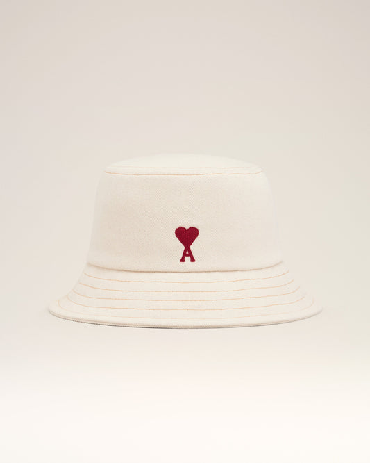 Beige Cotton Ami de Coeur Embroidery Bucket Hat