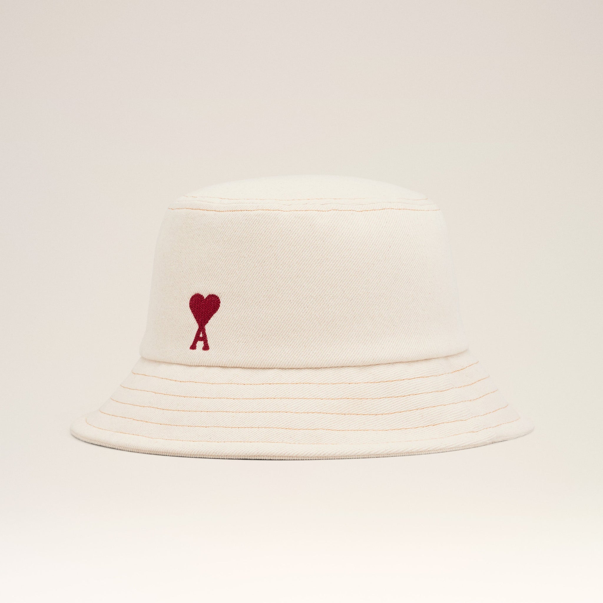 Beige Cotton Ami de Coeur Embroidery Bucket Hat