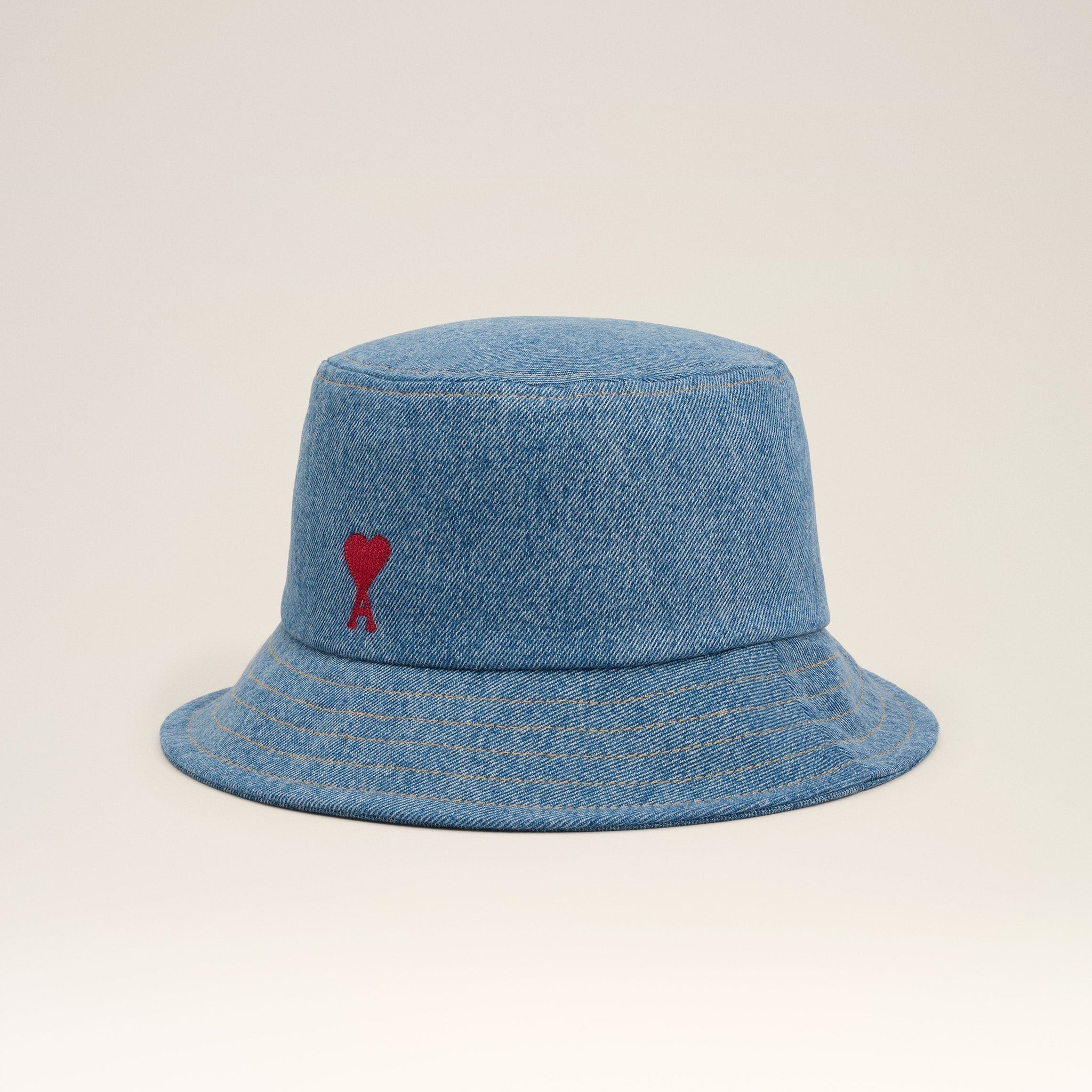 Blue Cotton Ami de Coeur Embroidery Bucket Hat