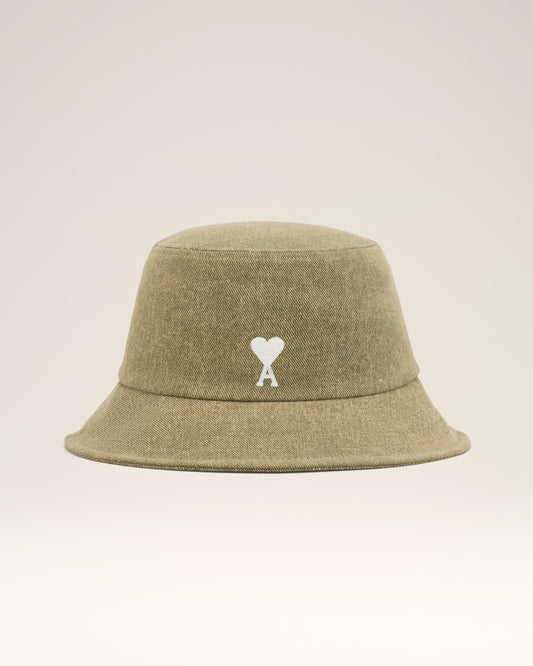 Green Cotton Ami de Coeur Embroidery Bucket Hat