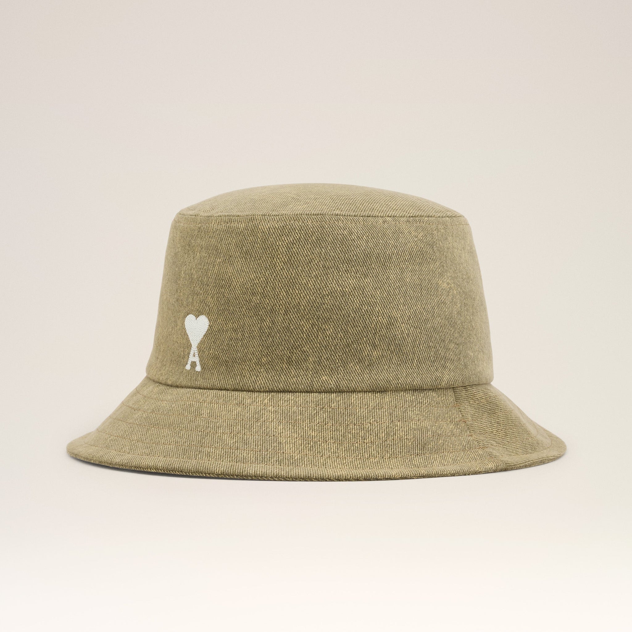 Green Cotton Ami de Coeur Embroidery Bucket Hat