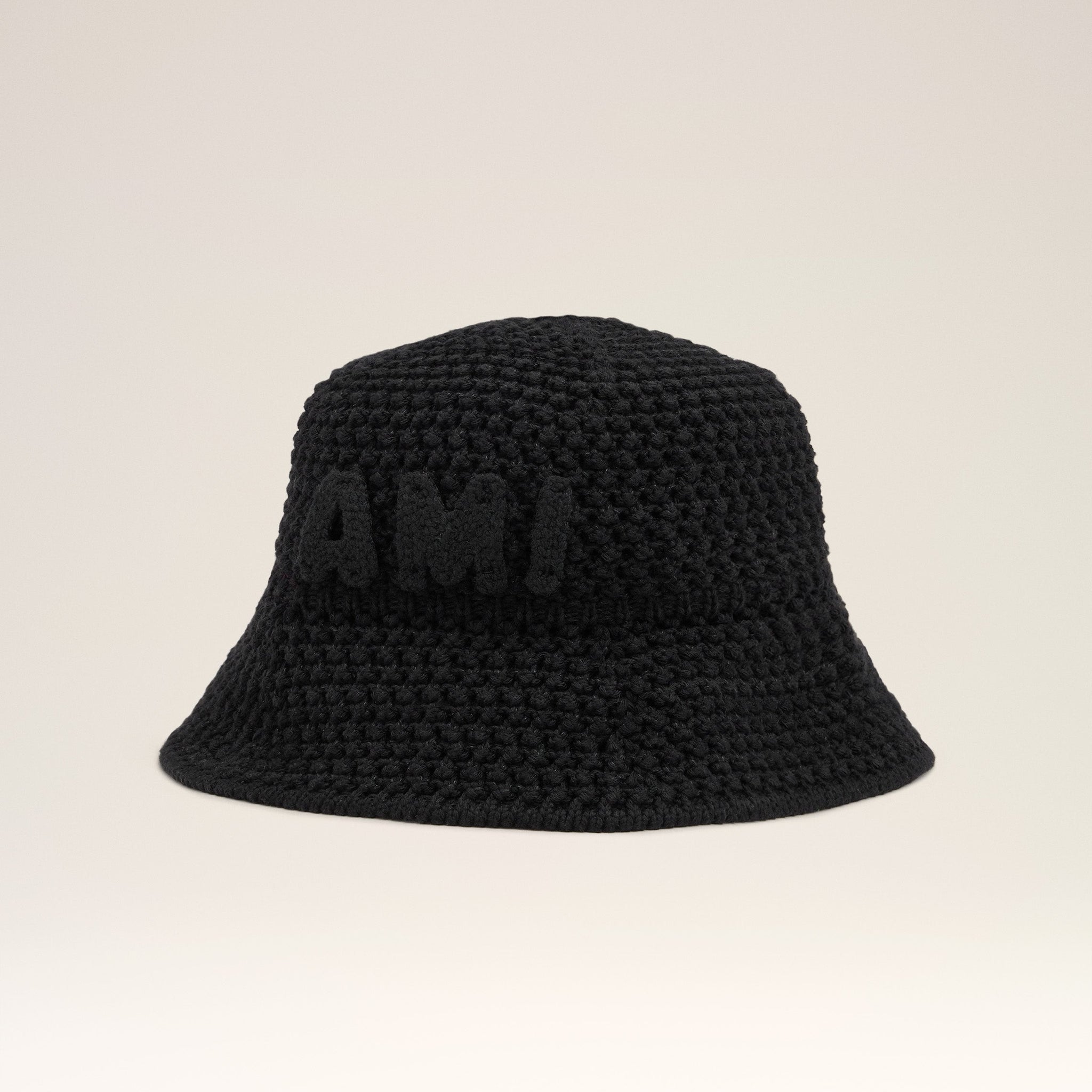 Black Knit Ami Patch Bucket Hat