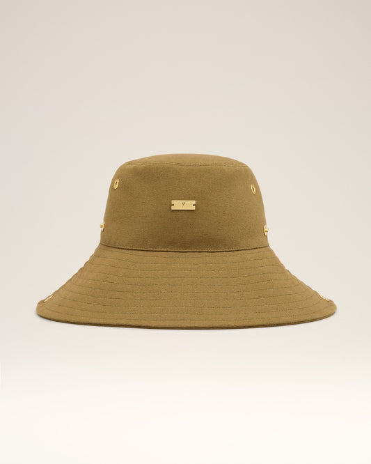 Khaki Cotton Ami de Coeur Plate Hat