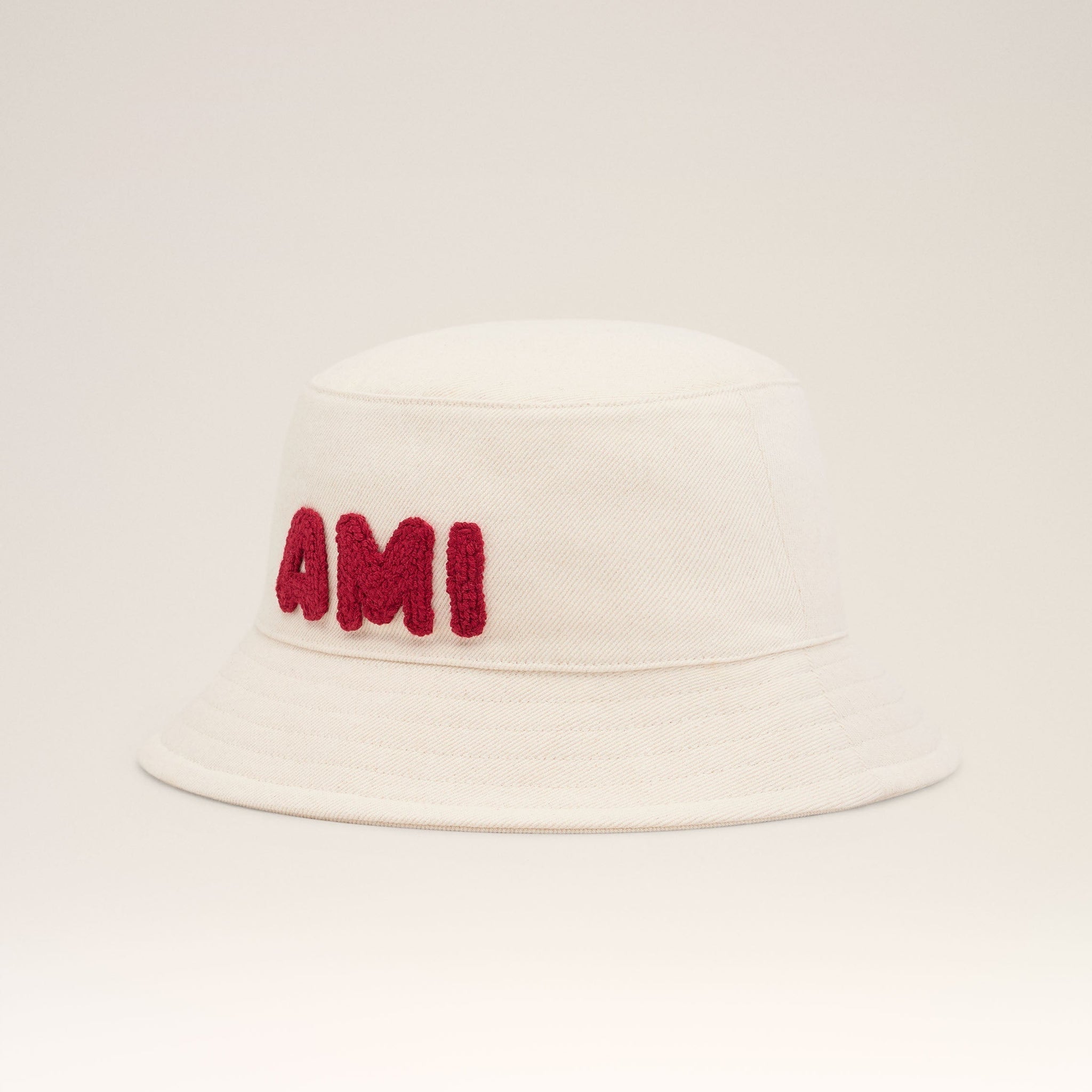 Beige Cotton Ami Paris Patch Bucket Hat