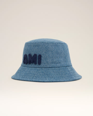 Blue Cotton Ami Paris Patch Bucket Hat