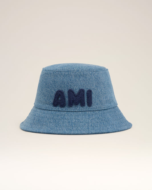 Blue Cotton Ami Paris Patch Bucket Hat
