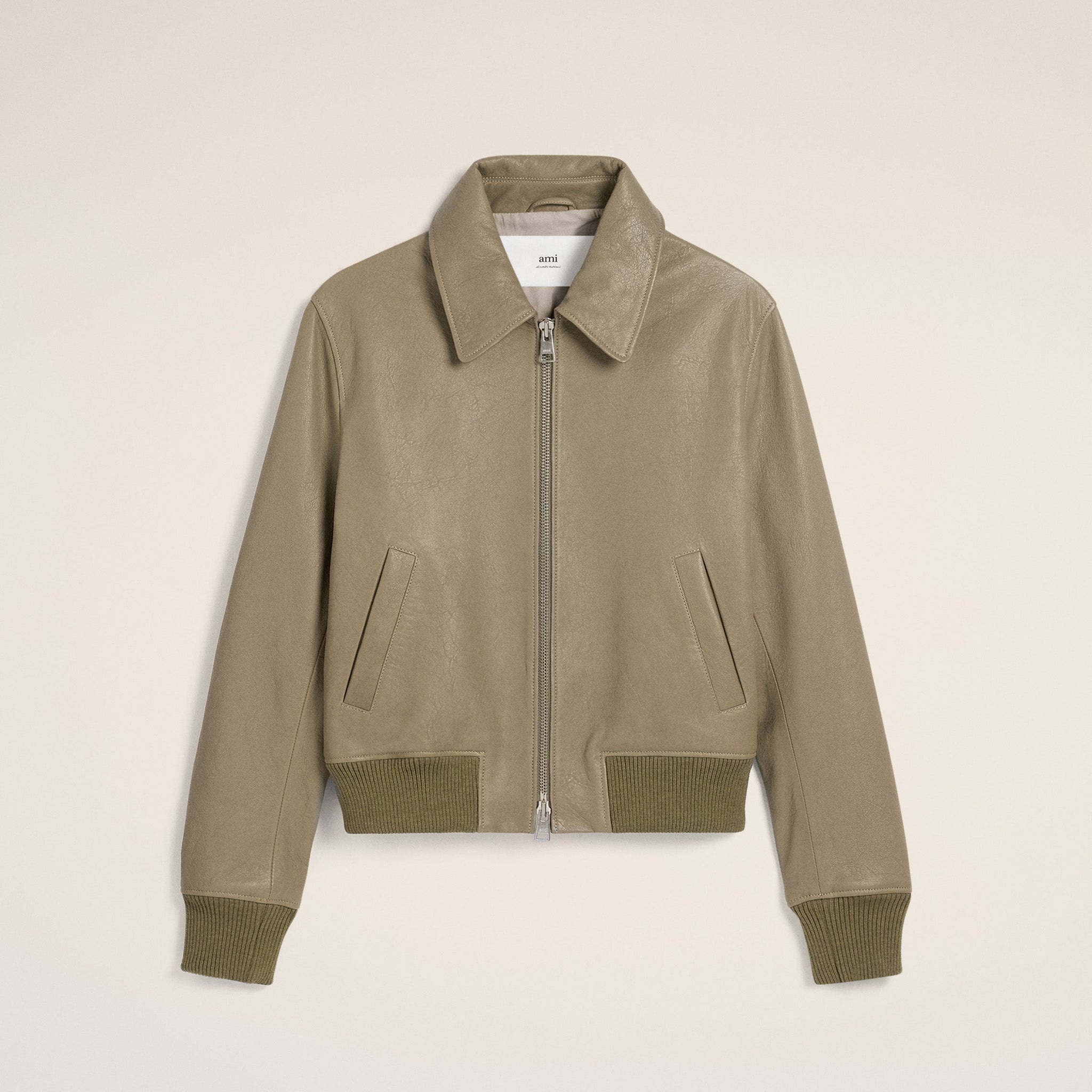 Green Leather Zipped Jacket