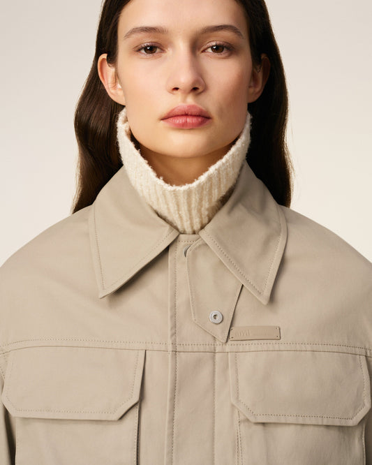 Beige Cotton Worker Jacket