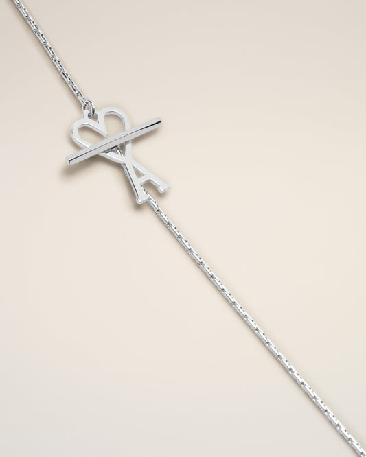 Silver Brass Ami de Coeur Chain Necklace