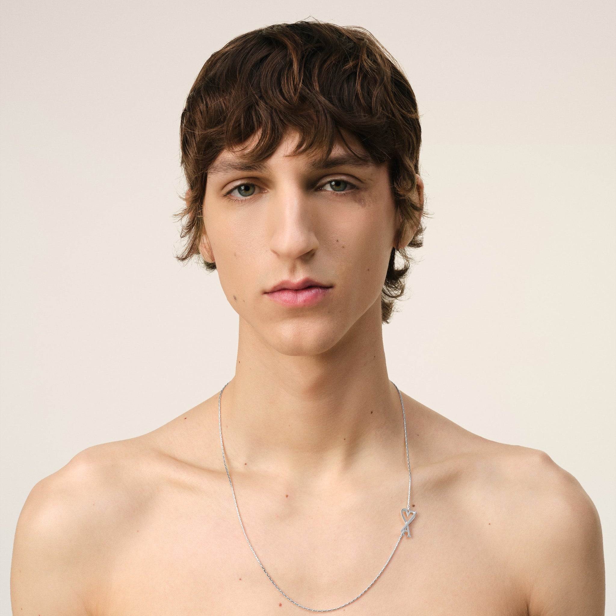 Silver Brass Ami de Coeur Chain Necklace