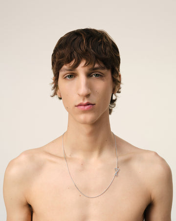 Silver Brass Ami de Coeur Chain Necklace