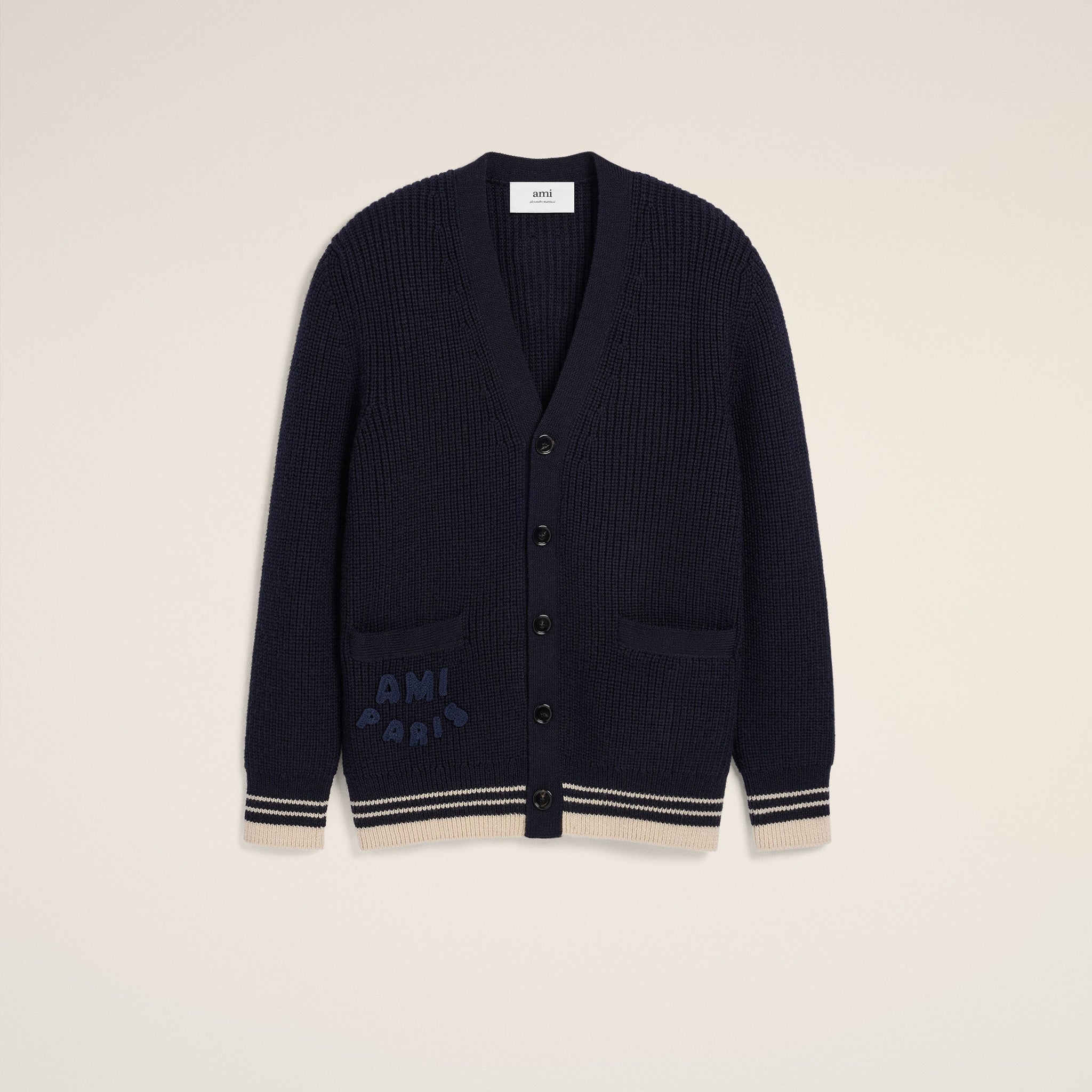 Navy Wool Ribbed Sweater