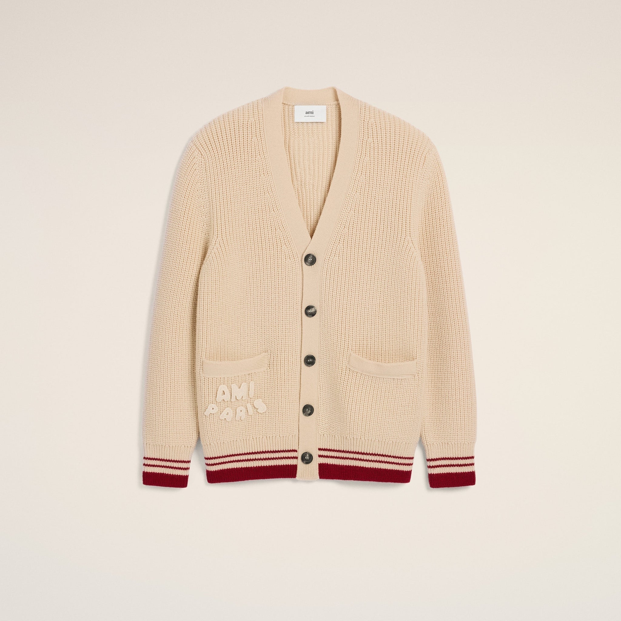 Beige Wool Ribbed Sweater
