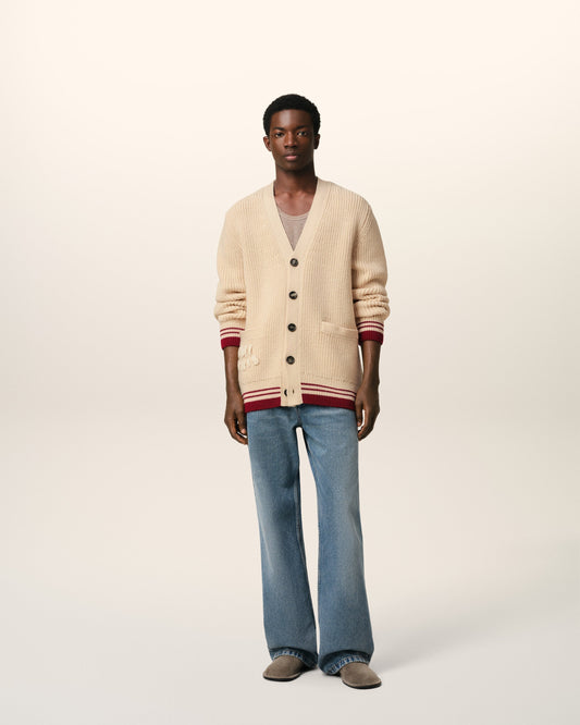 Beige Wool Ribbed Sweater