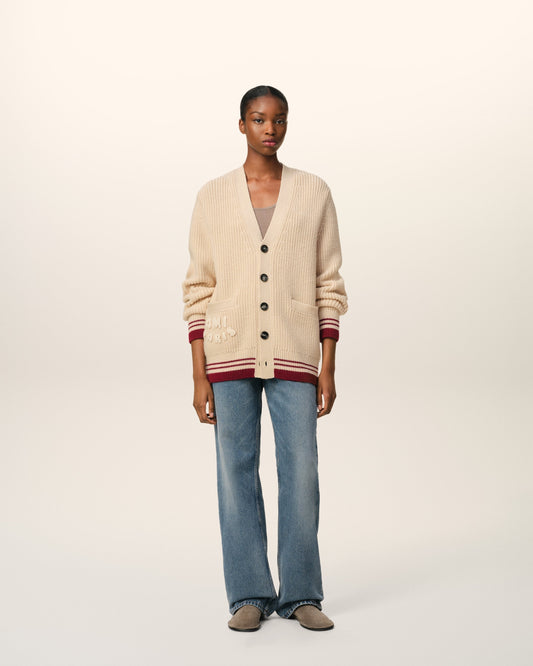 Beige Wool Ribbed Sweater