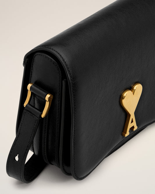 Black Leather Paris Paris  Bag