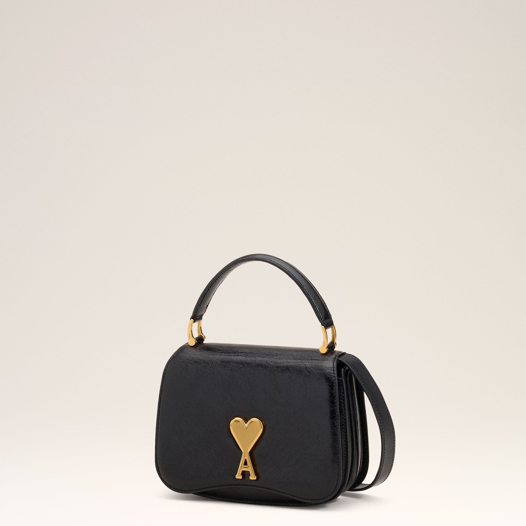 Black Leather Top Handle Paris Paris Bag