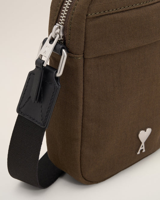 Green Canvas Small Ami de Coeur Crossbody Bag