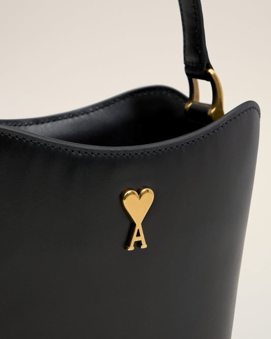 Black Leather Mini Paris Paris Bucket Bag