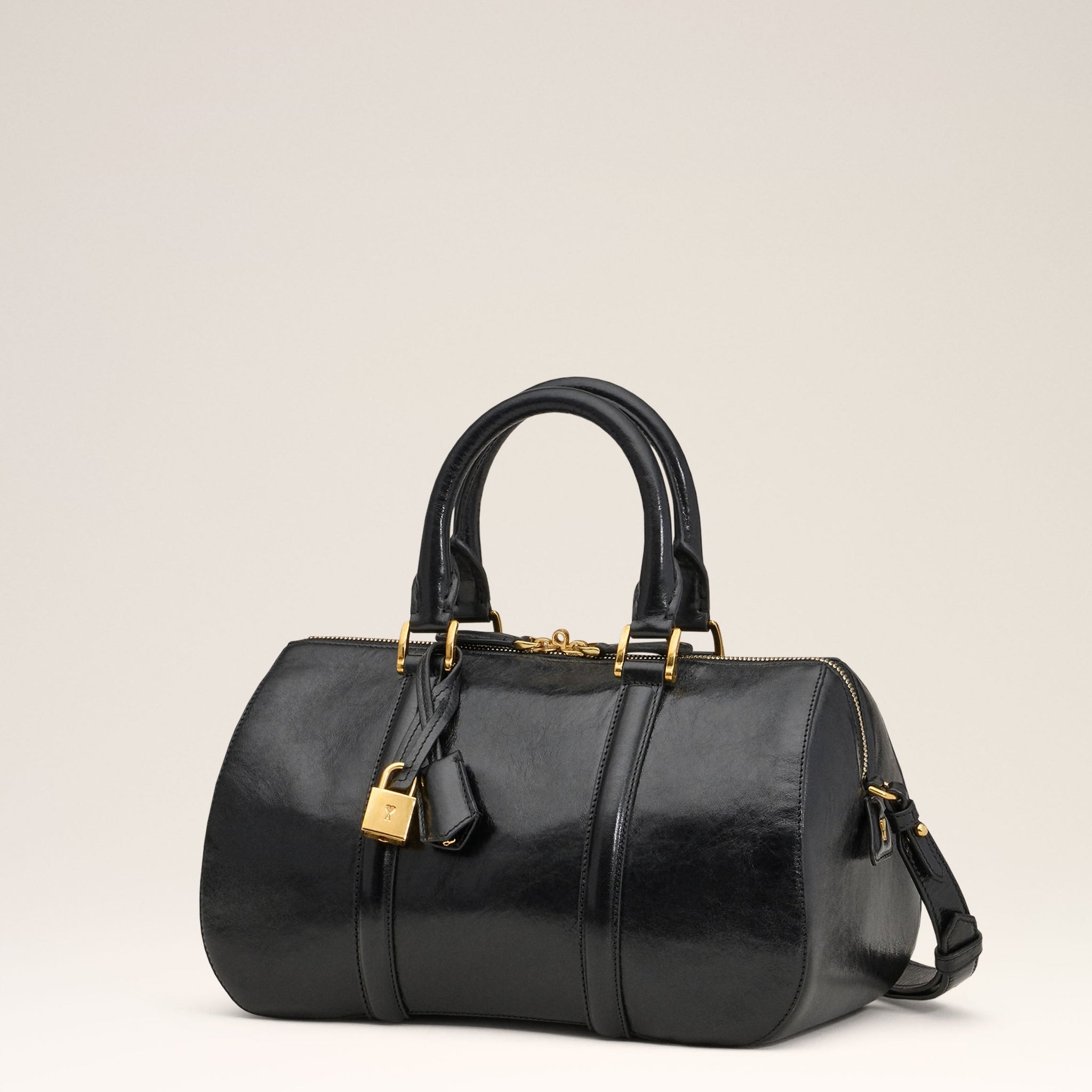 Black Leather Boston Bag