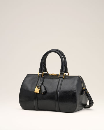 Black Leather Boston Bag