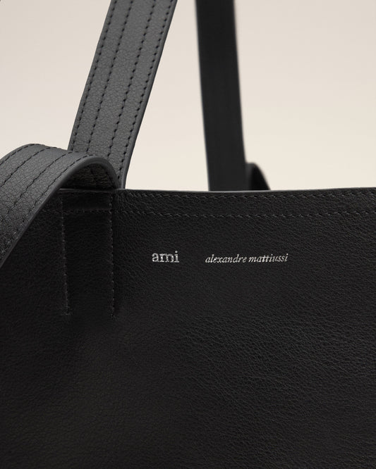 Black Leather Midi Maxi Tote Bag